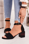 Sandals On Block Heel Laura Messi 2285 Suede Black