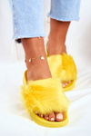 Women's Slides With Fur Yellow Fur