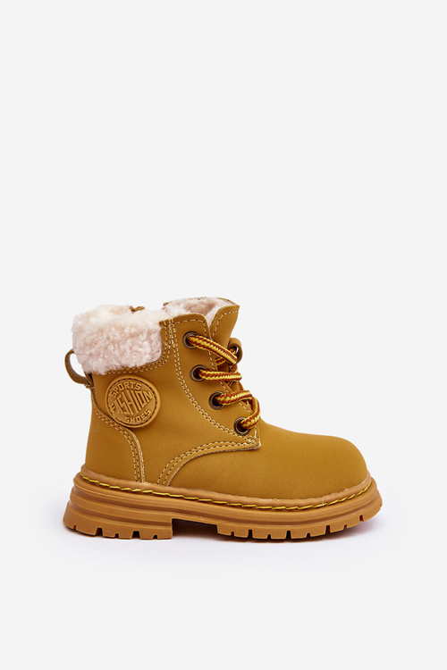 Children's Trapper Boots with a Zip and Sheepskin Camel Marialee