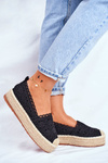 Women's Lace Espadrilles Black Platform Desante