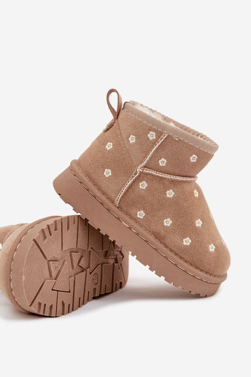 Dziecięce Śniegowce Z Kwiatuszkami Beżowe Gracina