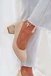 Eco Suede Heels On A Heel Beige Veniffia