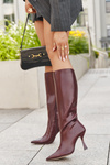 Knee-high heeled women's boots Bordeaux Vionette