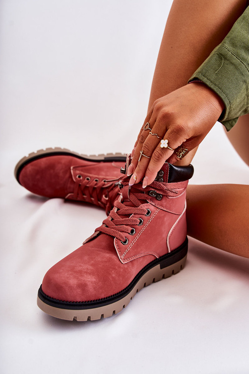 Leather Booties On The Platform Red Ressa