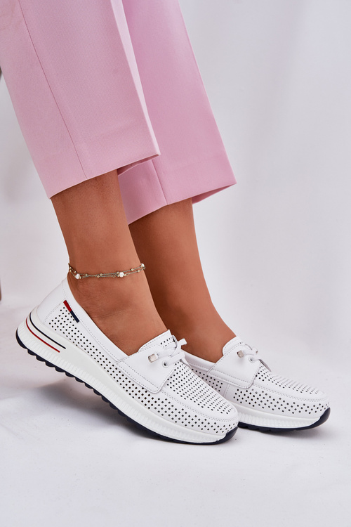 Leather Women's Platform Shoes White Violeth