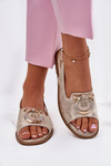 Elegant Sandals With Decoration On Flat Heel S.Barski KV51-003 Gold
