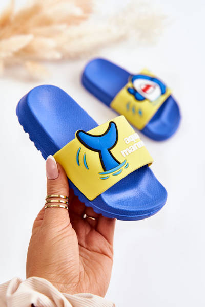 Light Children's Slippers Yellow-Blue Sharky