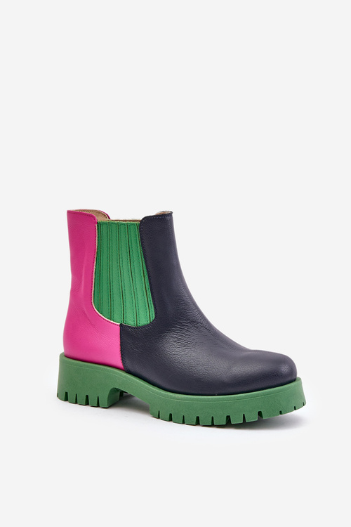 Slip-on Women Boots Flat Heel Leather Lewski 3611 Multicolor