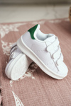 Kids' Velcro Sports Shoes White and Green Fifi