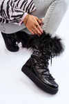 Women's Lace-up Snow Boots Black Santero