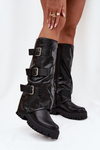 Insulated Women's Boots with Silver Clamps Black Isavine
