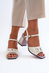 Elegant High-Heeled Sandals with White Ornament D&A MR38-156