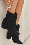 Women Ankle Boots With Fringes And Gold Buckles Evelisse