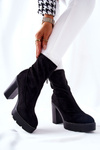 Suede Boots On Heel Black Marlevo