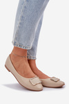 Eco Leather Ballet Flats With Decoration Beige Tulnelia