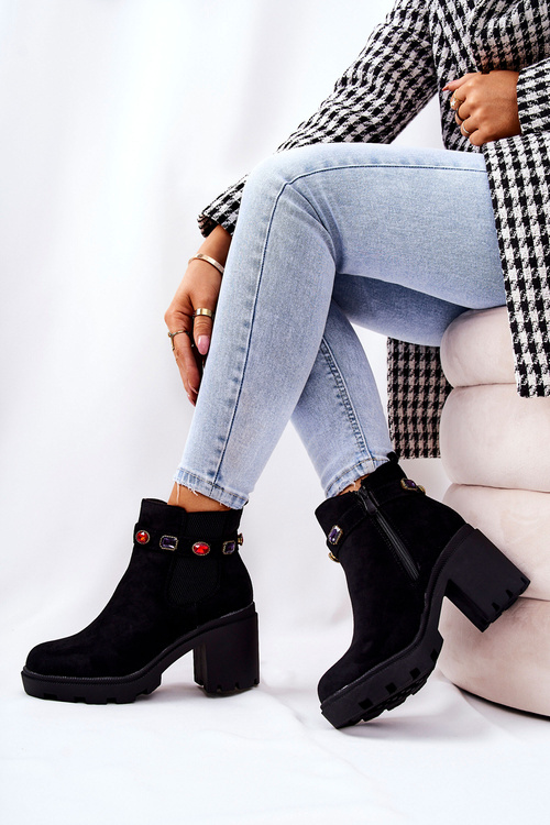 Women's Stiletto Boots with Crystals Black Macbeth