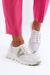 Sportowe Buty Lekkie Damskie Skóra Eleonori 7875 Białe
