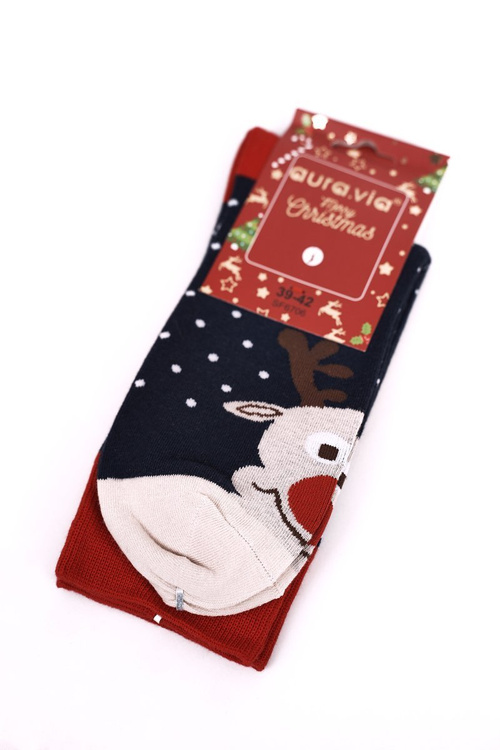 Christmas Men's Cotton Socks Navy Blue Ho-Ho-Ho