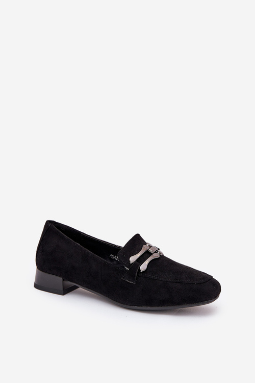 Moccasins With Decoration On A Delicate Heel Eco Suede Black Pillitha