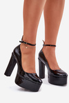 Lacquered High Heel And Platform Pumps Black Nianka