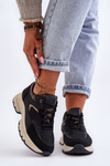Buty Sportowe Sznurowane Platforma Czarne Escape EV-210