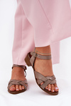 Leather Sandals On A Delicate Heel Beige Zazoo 40372