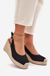 Wedge Sandals For Women With Braiding Black Tulliata