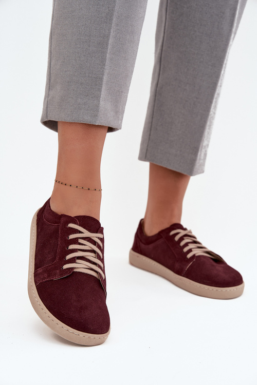 Barefoot Type Sneakers Made of Natural Suede Zazoo 314 Bordeaux