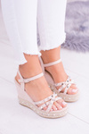 Women's Beige Sandals On Anchor Studs Amare