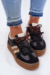 Womens Platform Sneakers With Double Lacing Panther Black Niteria
