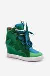 Women's Wedge Sneakers Green Leoppa