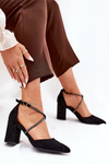 Pumps With Pointed Toes And Decorated Straps On A Heel Black Verithas