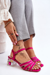 Suede Sandals With Crystals Fuchsia Callan