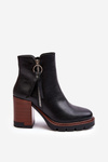 Women's Leather Boots on Heel Black Brittney