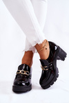 Lacquered shoes on a pillar with a gold ornament black Mikeyla