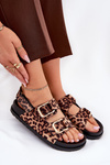 Sandały Eko Zamszowe Panterka Z Klamrami Brązowe Seladith 