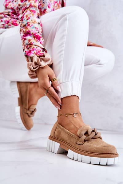 Suede Loafers With Decoration Dark Beige Talisa