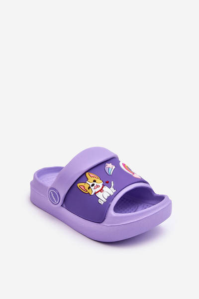 Light Children's Slides Sandals With Animal Motif Violet Rico