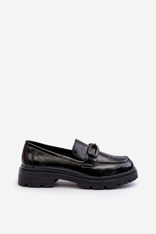 Women's Black Patent Leather Moccasins Imbleria