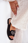Women's Sandals With Decorative Heart S.Barski KV27-018 Black