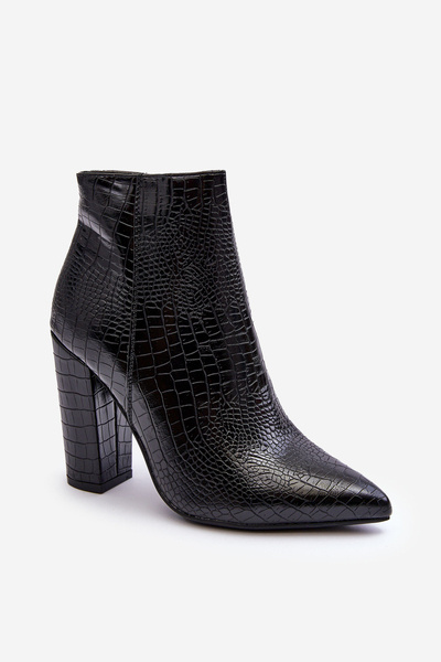 Elegant Snake Boots On Heel Black Dante