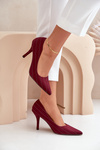 Fabric women's heels in striped burgundy Tifidra