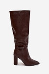 Women's insulated heeled boots with buckle chocolate Fionelle