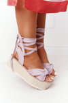 Lace-up Sandals On A Braided Platform Purple La Palma