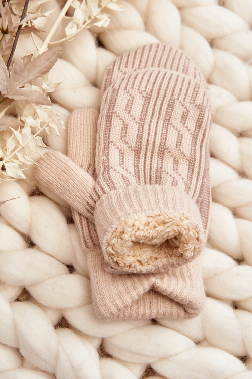 Warm Women's Single Finger Gloves Beige