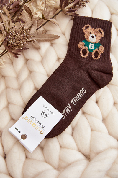 Women's Socks with Bear Brown