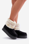 Women's Snow Boots On Platform With Fur And Pattern Black Deepanti