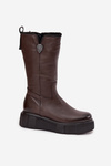 Women's Leather Boots with Wool Zazoo 70121 Chocolate