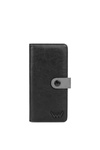 Women's Leather Zip Wallet Black and Grey Florience
