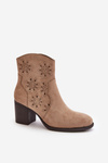 Boots With Perforated Shaft On Heel Eco Suede Beige Nevishiia
